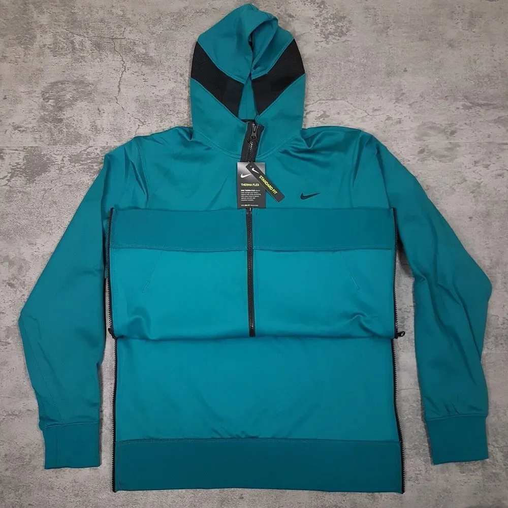 NIKE Therma‎ Flex Showtime Full Zip Hoodie Jacket Mens Size MEDIUM Teal Green